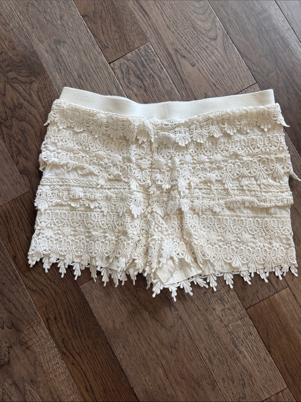 Express Cream Crochet Lace Skort Shorts